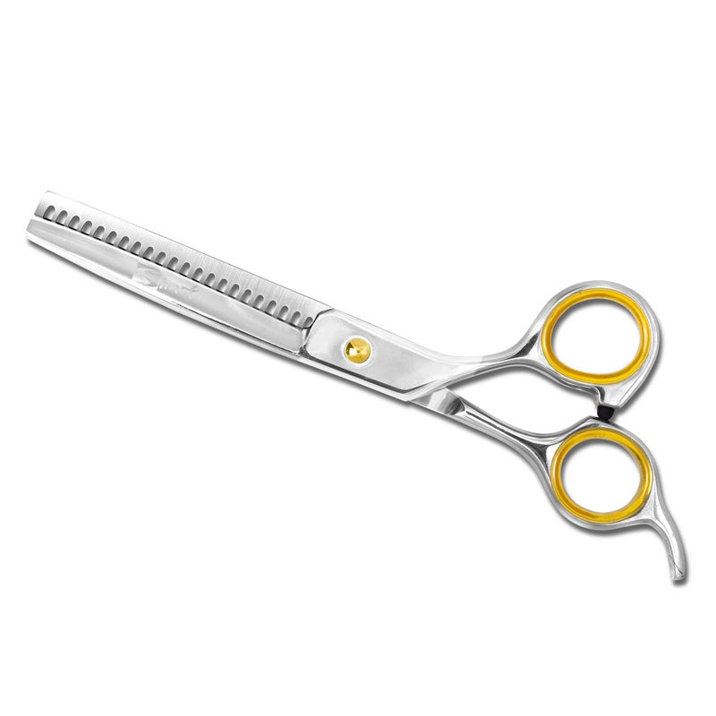 Sharf Professional Thinning Shears: Sharp 440C Japanese Steel Chunkers, 6.5" 22-Teeth Gold Touch Dog Grooming Scissors with Easy Grip Handles - Image 4